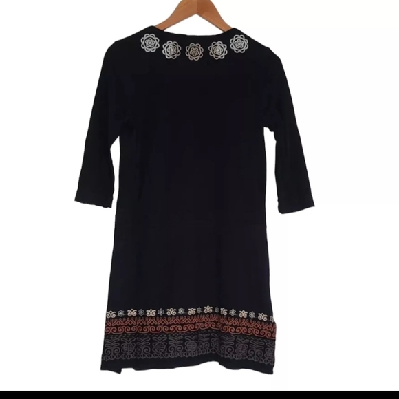 Johnny Was JW Los Angeles Boho Embroidered Tunic Dress Black Size S Womens - Picture 2 of 9